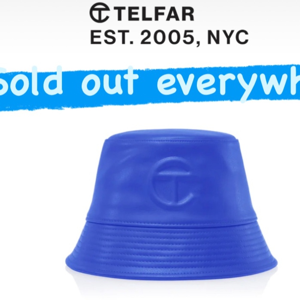 Brand new with tags blue Telfar sold out bucket hat